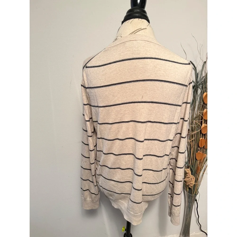 Banana Republic Mens Silk Cotton Cashmere Striped Sweater Tan Blue Large‎